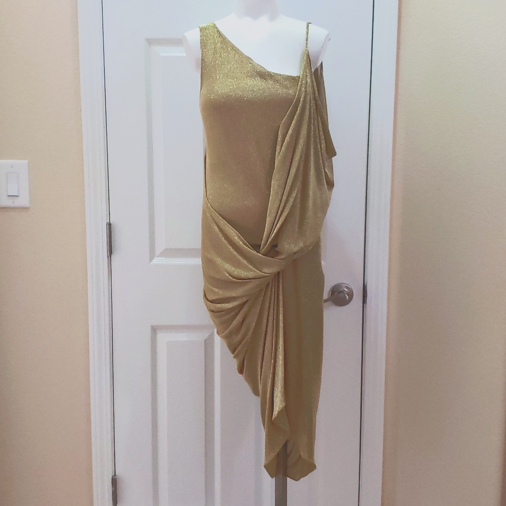 Diane Von Furstenberg gold dress.